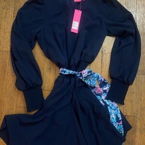 Lilly Pulitzer Navy Dress with Pink Tag